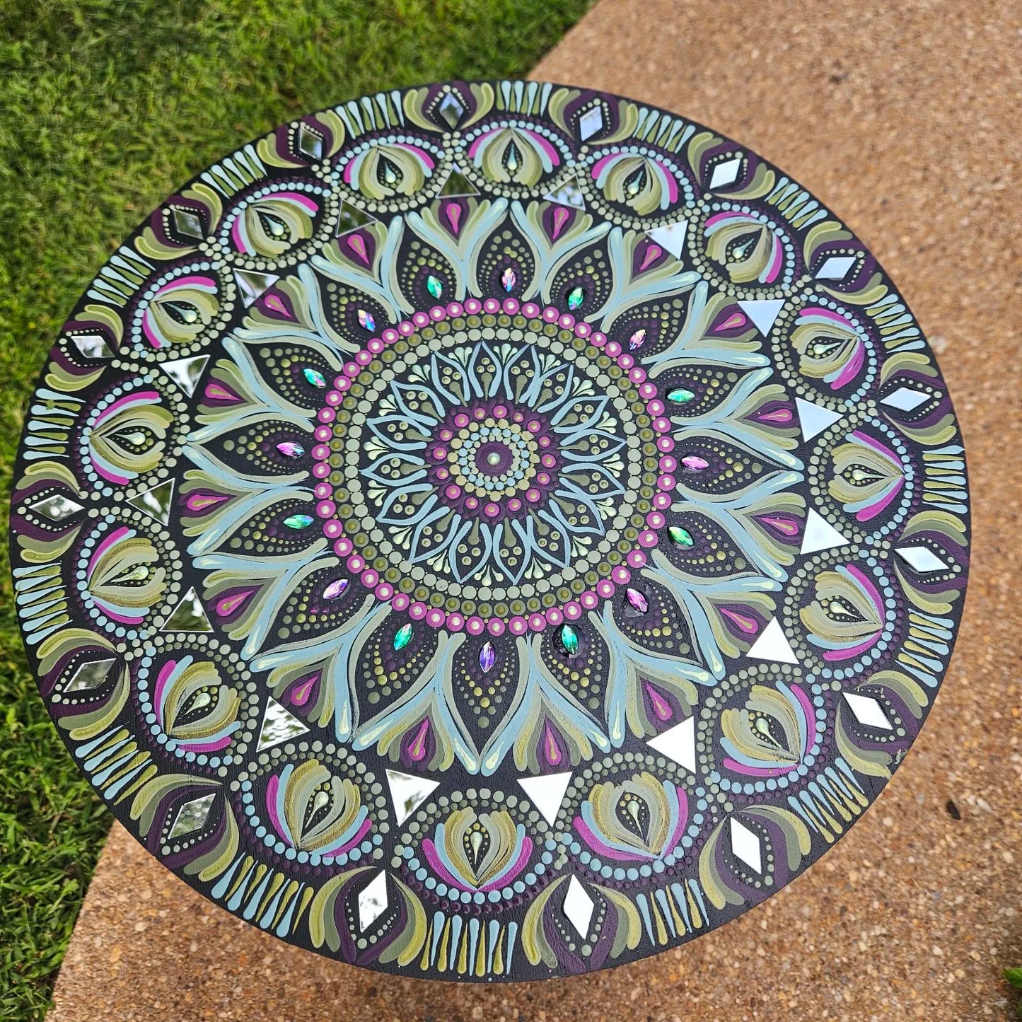 Blue Green Hanging Mandala Art