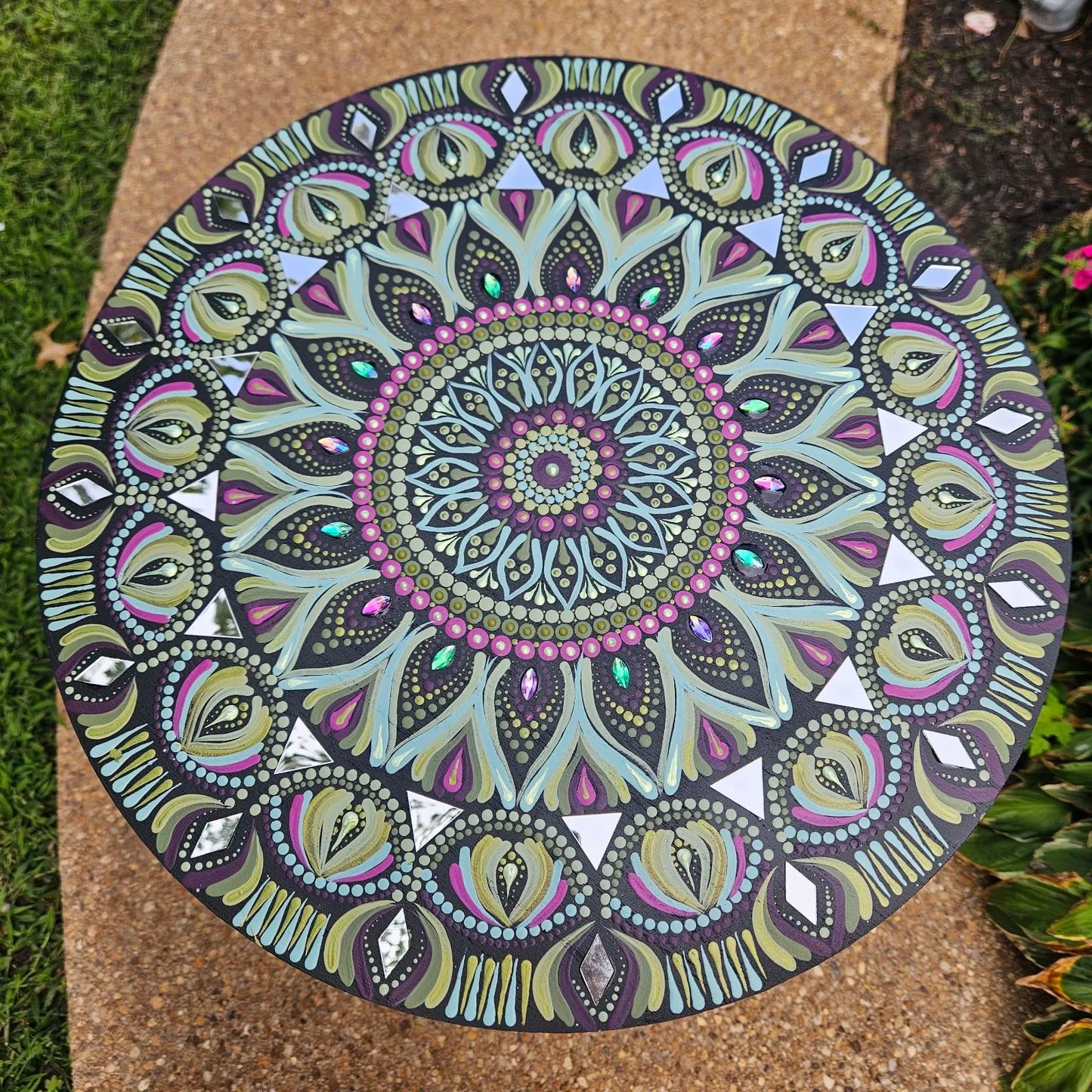 Blue Green Hanging Mandala Art