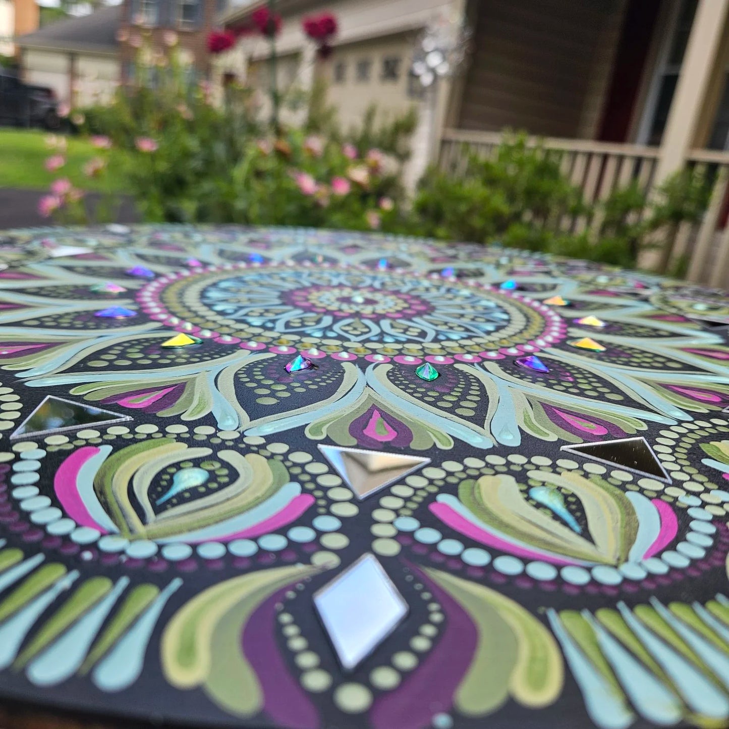 Blue Green Hanging Mandala Art