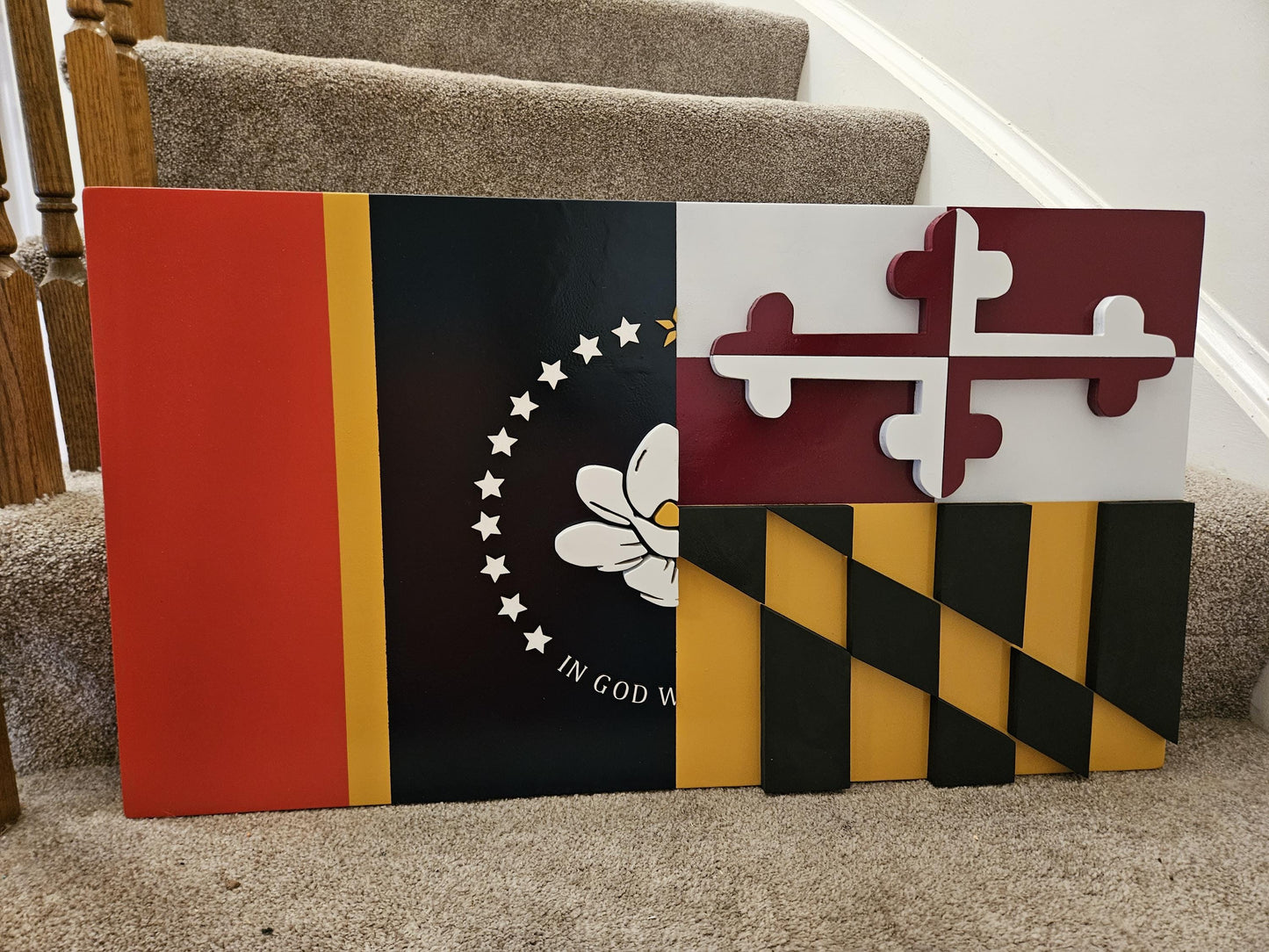Wooden flag Combo, Maryland Flag, Mississippi Flag, Wooden Decor