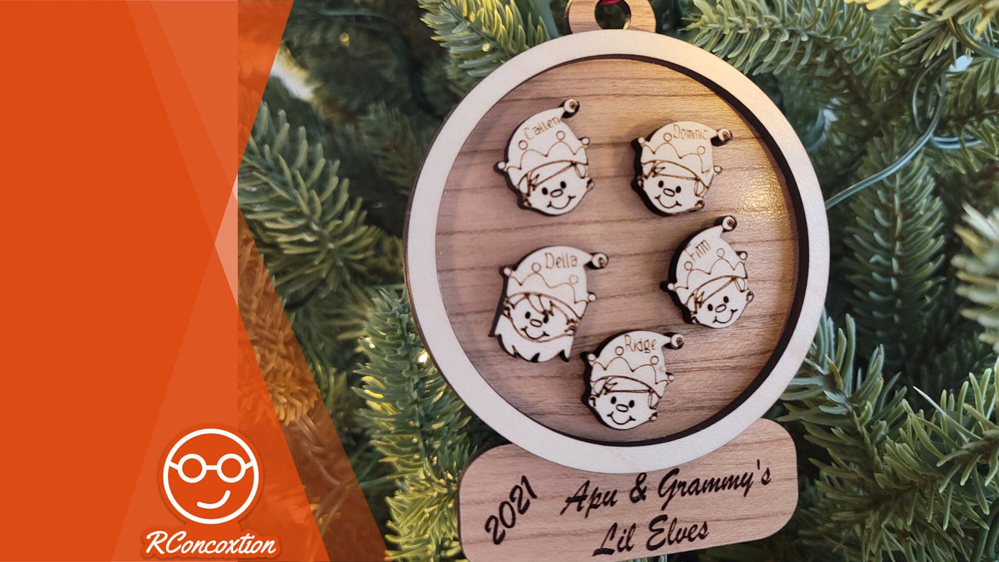 Personalized Family elves ornament, custom family elves, elf gift, family ornament