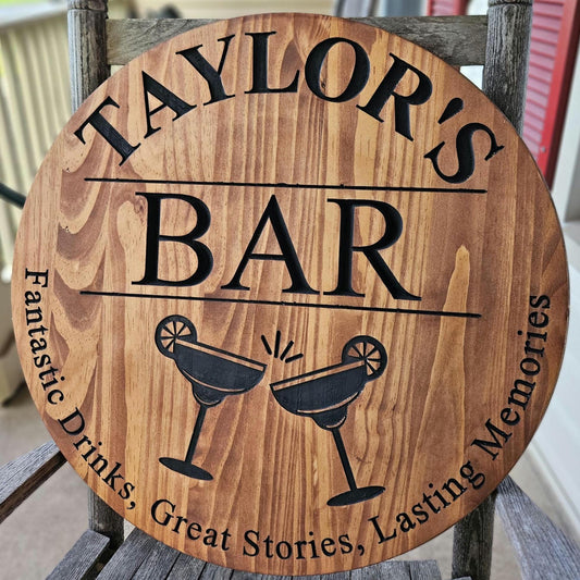 Custom wooden carved Tavern sign - Text Filled In