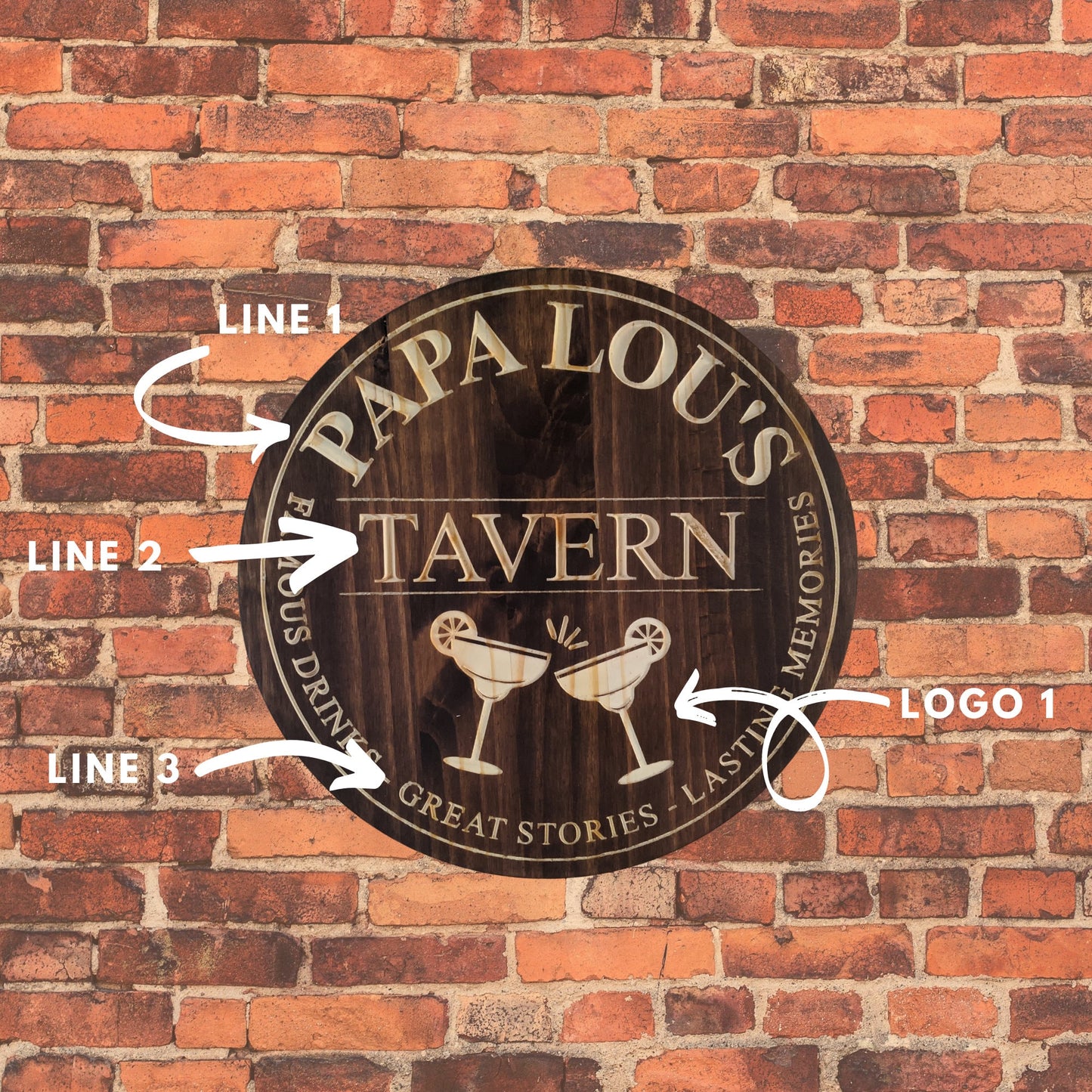 Custom wooden carved Tavern sign - Text Filled In