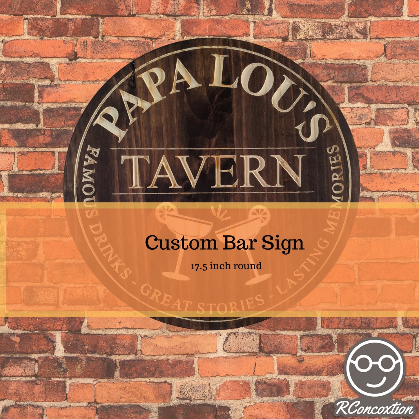 Custom wooden carved Tavern sign - Text Filled In