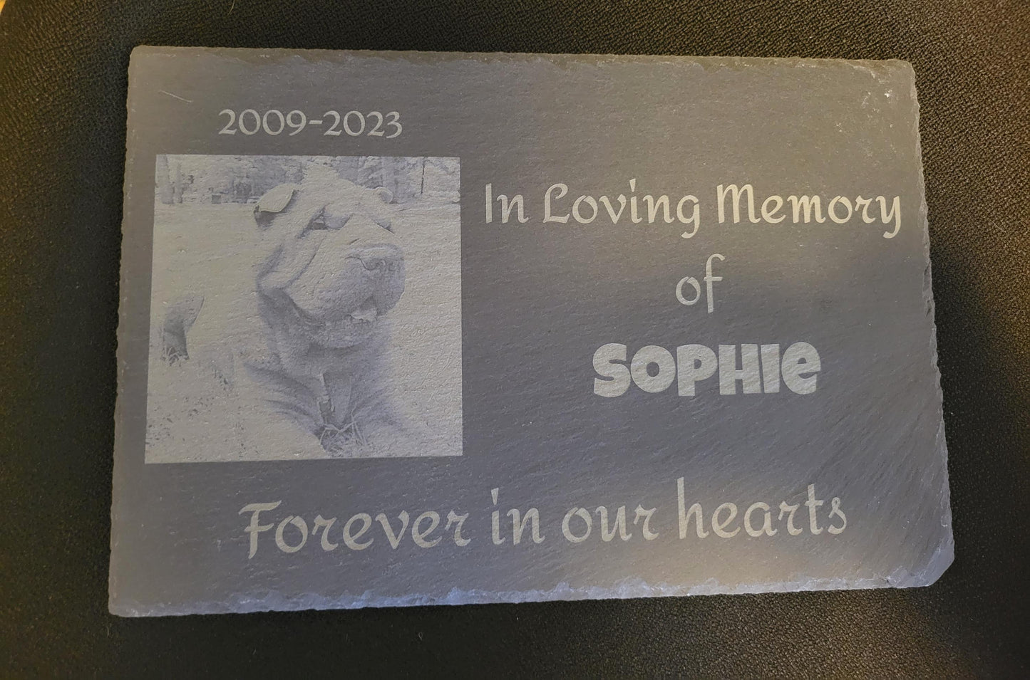 Personalized Laser Engraved Slate Pet Memorial, any animal