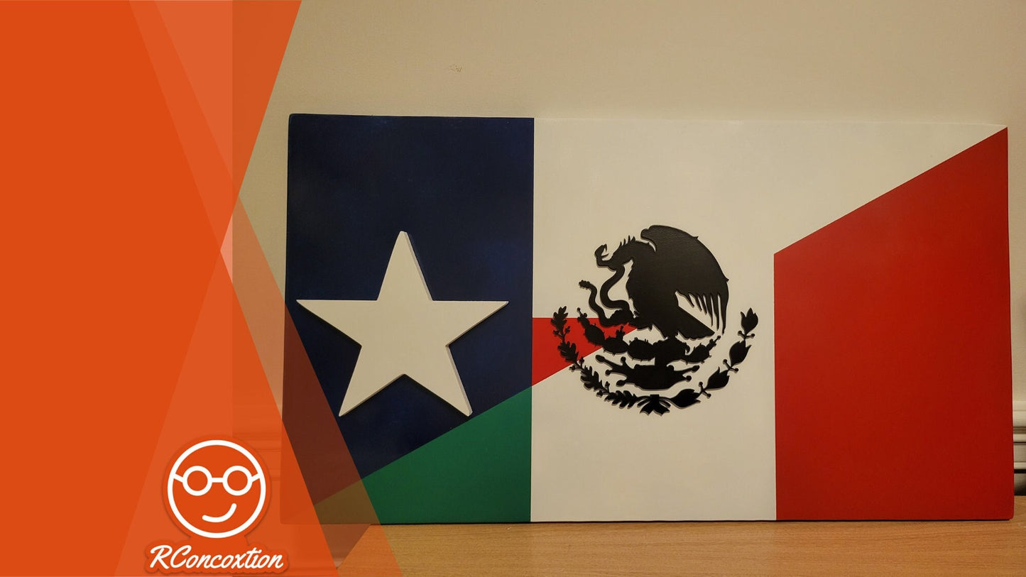 Wooden flag Combo, Texas Flag, Mexico Flag, Wooden Decor