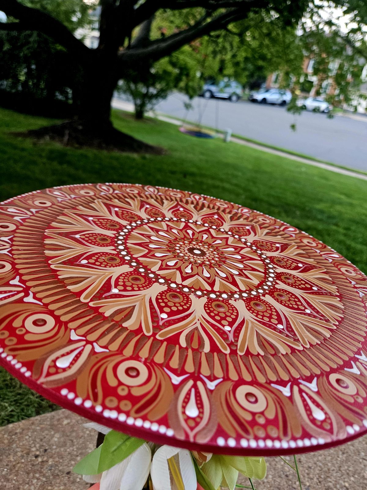 Hand-Painted Fall-Inspired Mandala Art Piece (14 inches)