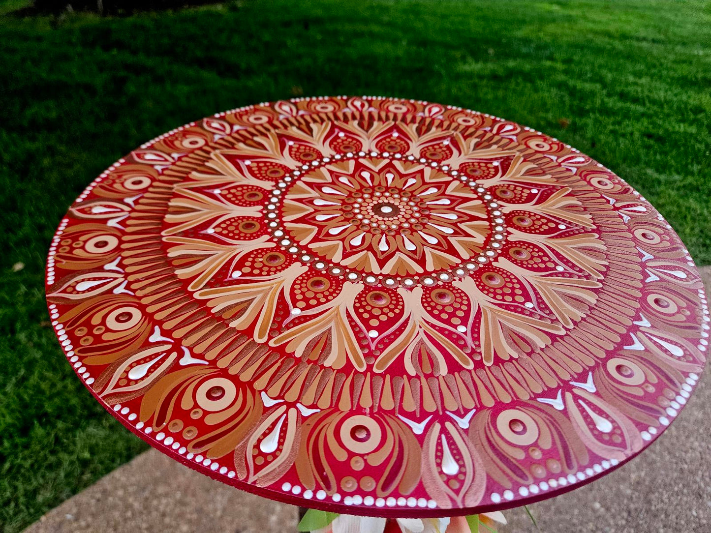 Hand-Painted Fall-Inspired Mandala Art Piece (14 inches)