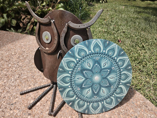 Hand-Painted Serene Green Mandala Art Piece (11.5 inches)