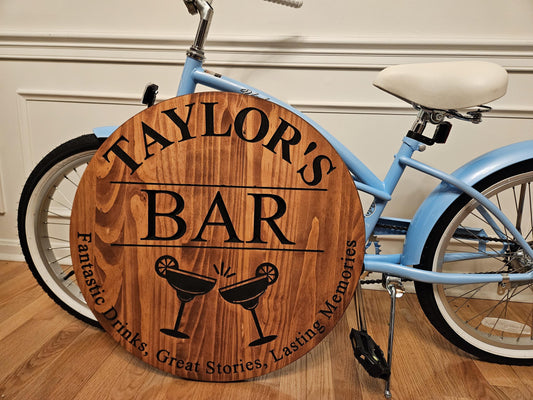 Custom wooden carved Tavern sign - Text Filled In