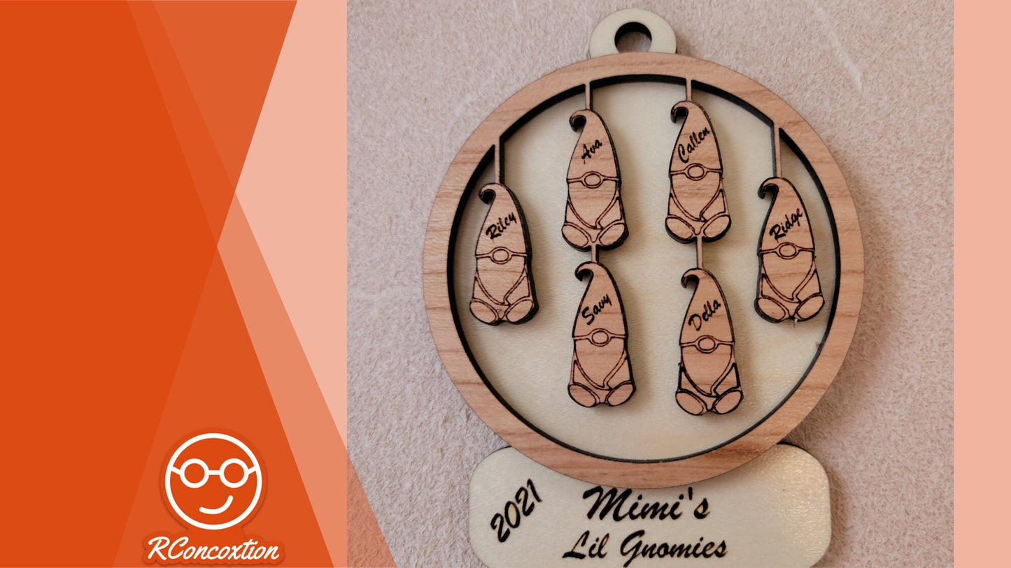 Personalized Family gnome ornament, custom family gnomes, gnome gift, family ornament