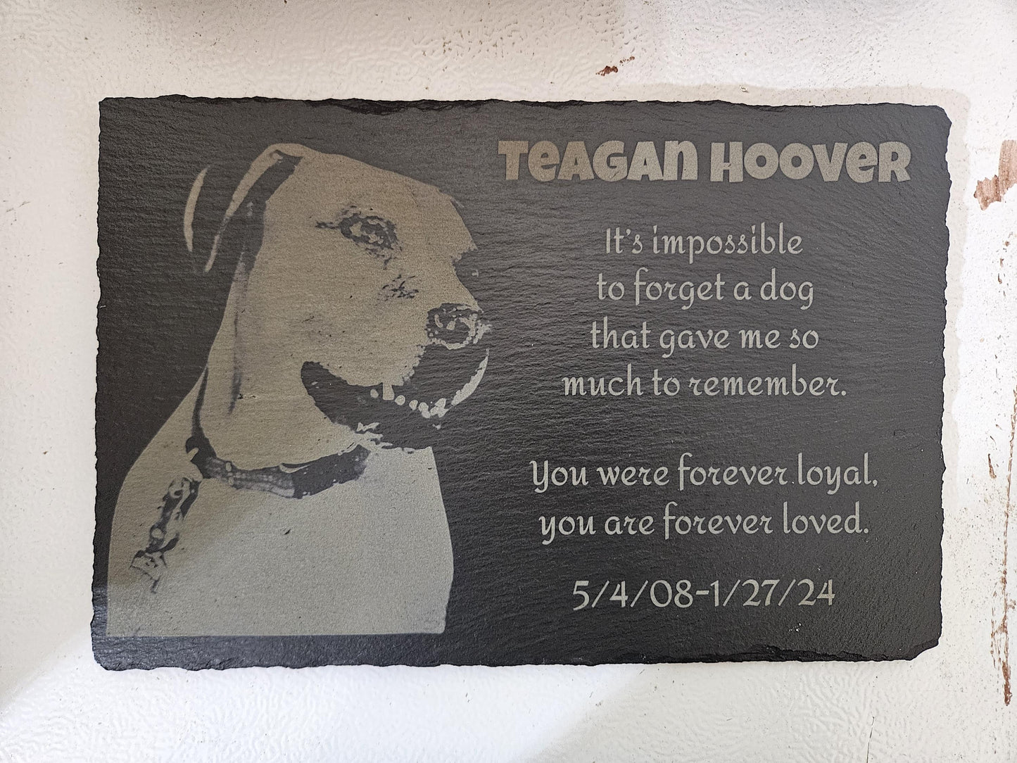 Personalized Laser Engraved Slate Pet Memorial, any animal