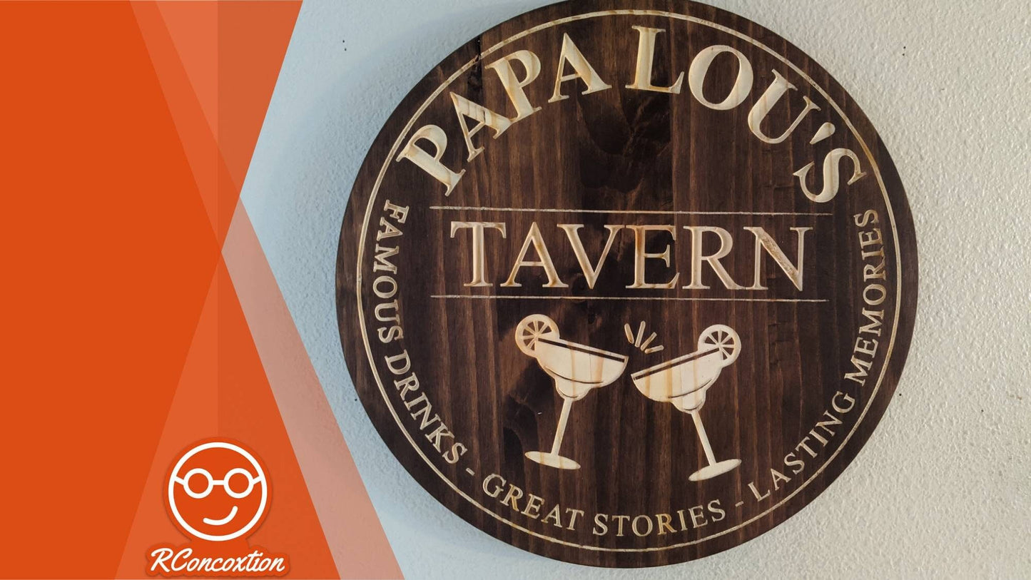 Custom wooden carved Tavern sign - Engraved