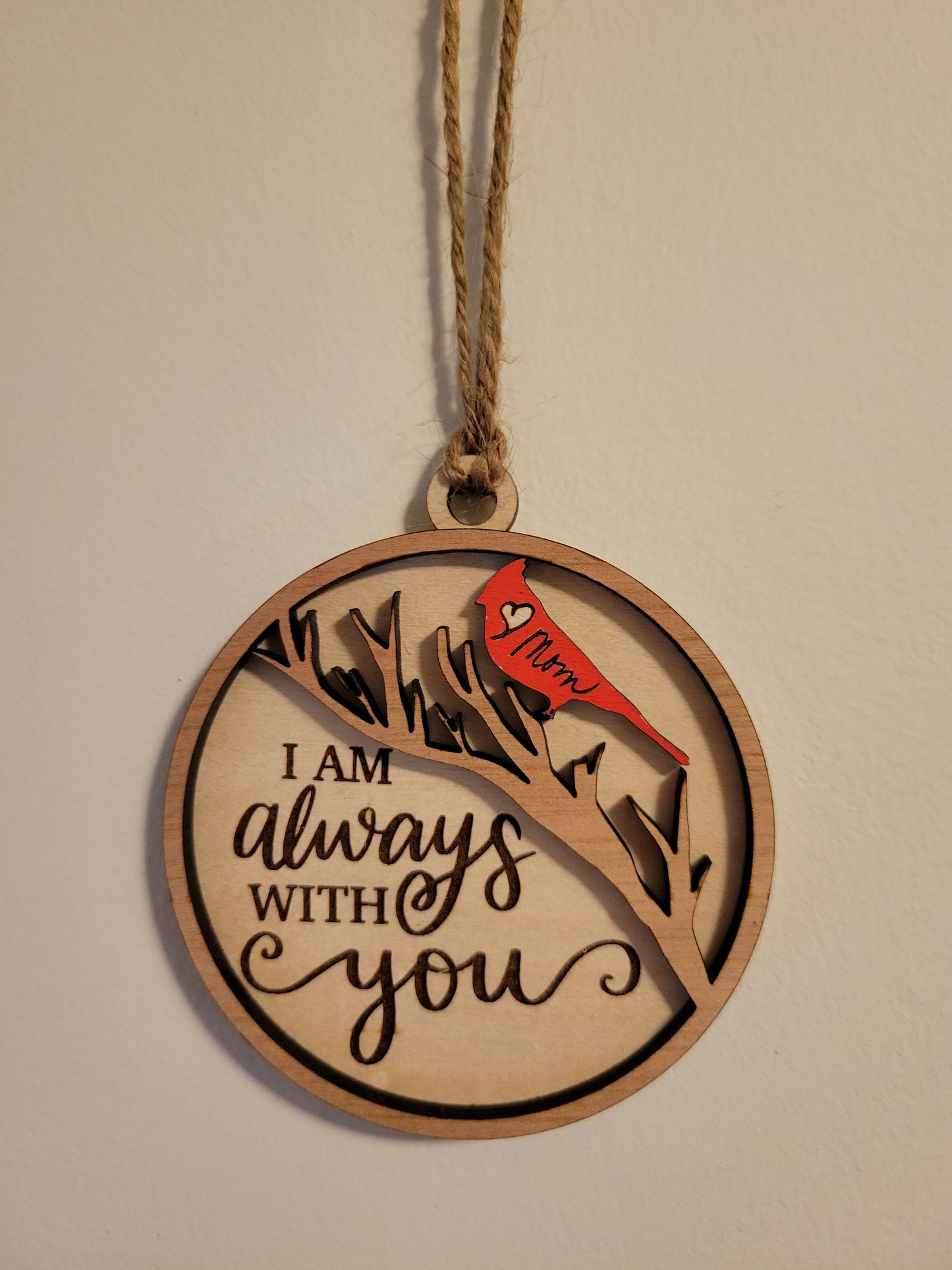 Cardinal Memorial Christmas Ornament, Personalized Sympathy Gift, Holiday Tree Ornament, Always With You, Bereavement Gift